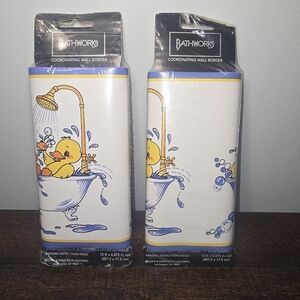 Bathworks Wall Border Rubber Ducky 15’ X 6.875" Pre-pasted Washable NEW Lot Of 2